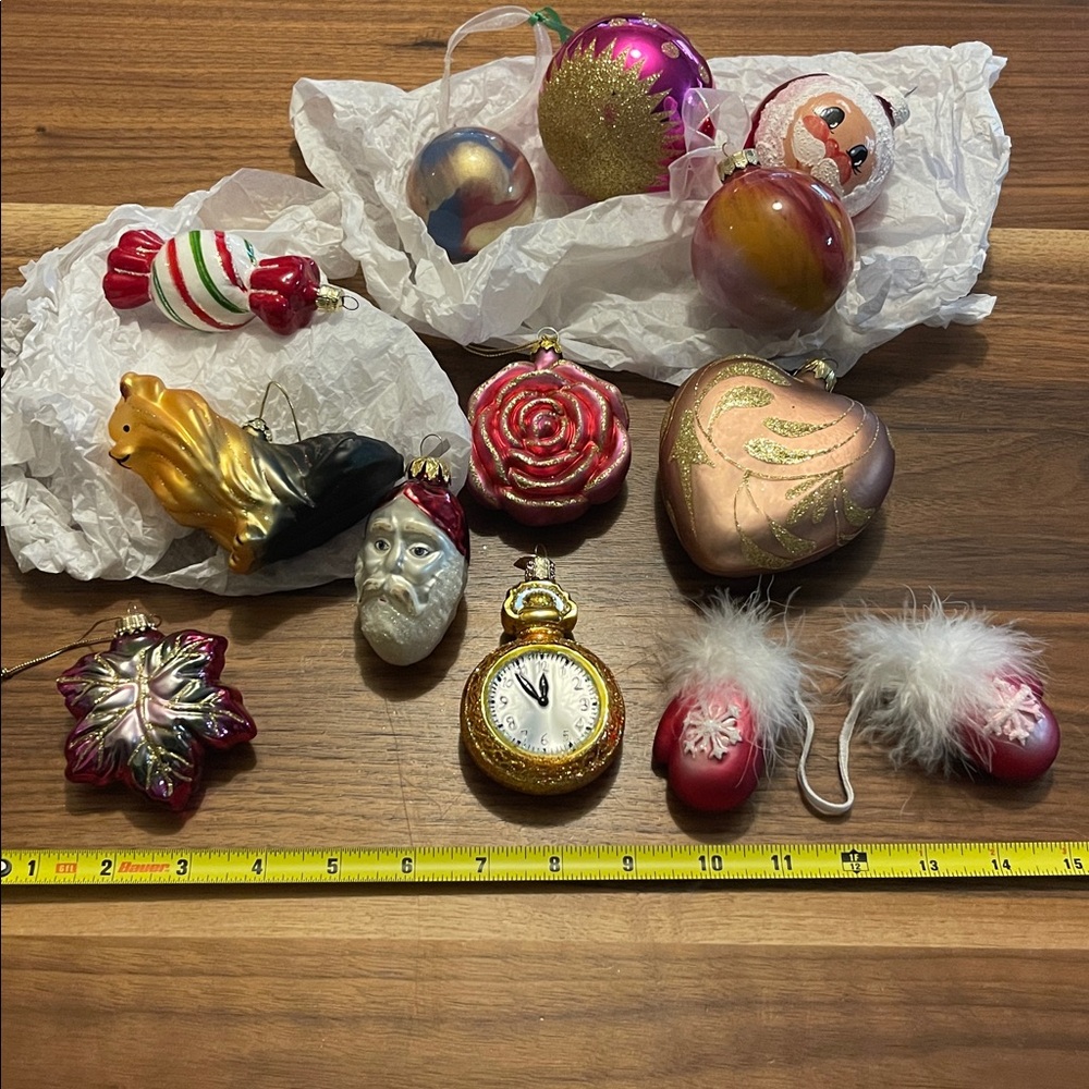 One dozen mercury glass Christmas Ornaments, vintage style